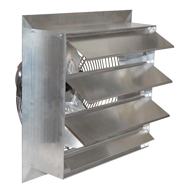 16" Wall Mounted Shutter Exhaust Fan – 2000 CFM, Aluminum, For Garage/Shop/Greenhouse