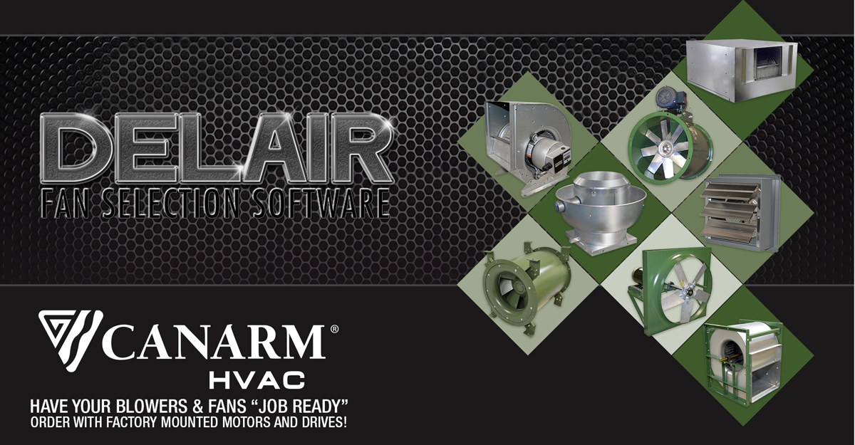 Delair Fan Selection Software. Have your blowers & fans job ready. Order with factory mounted motors and drives!