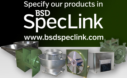 A group of Canarm HVAC products, the BSD Speclink logo and their website address 'www.bsdspeclink.com'