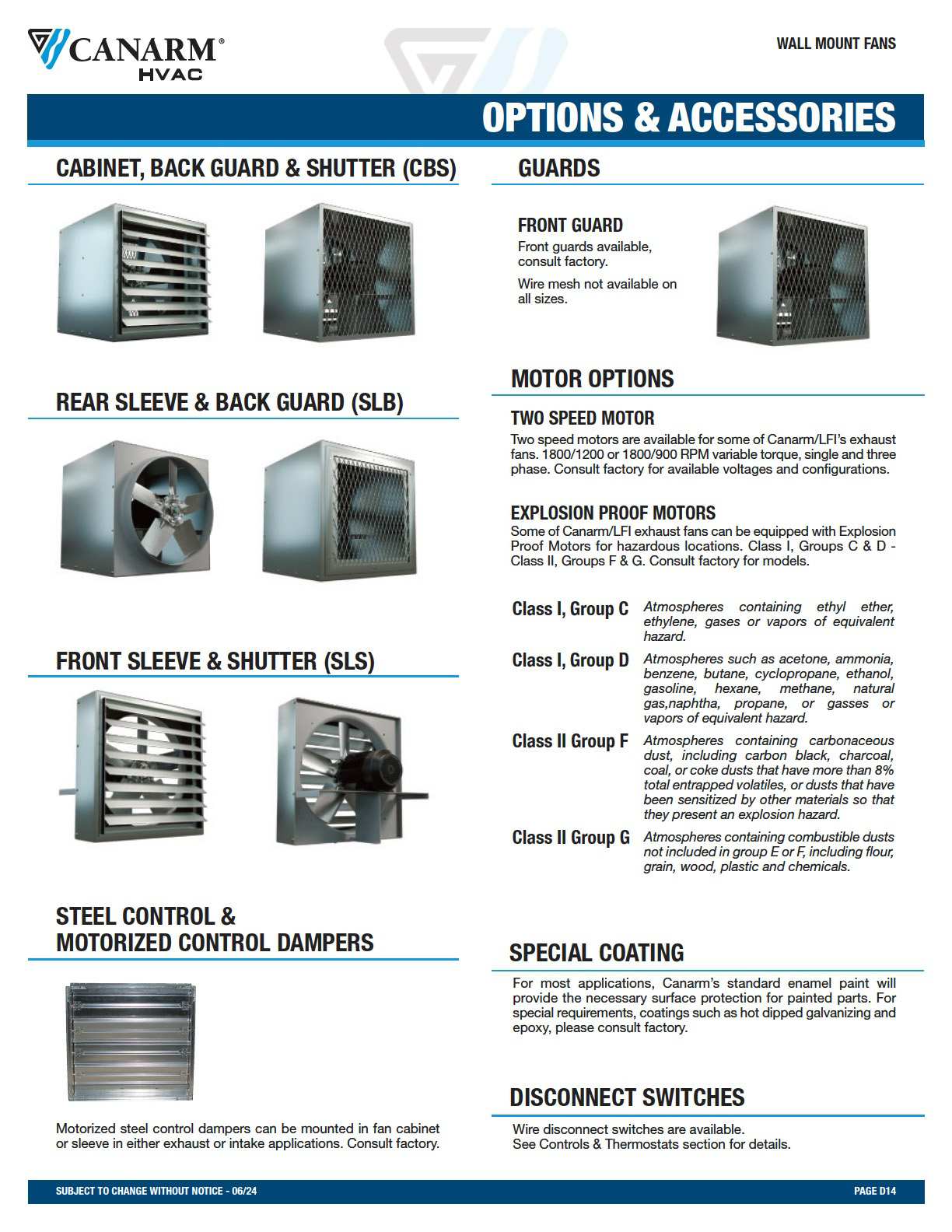 Options et accessoires de ventilateurs